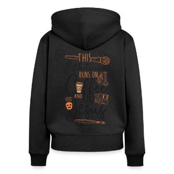 Esthéticienne Esthéticienne Soins de la Peau - Sweat à capuche zippé Premium bio Femme - noir - Dos - Julia (174cm)