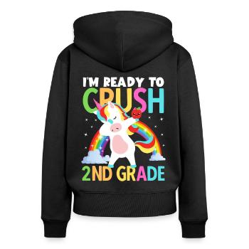 Zurück zur Schule bin ich bereit, Mädchen der 2. Klasse zu vernichten - Frauen Premium Bio Zip Hoodie - Schwarz - Hinten - Julia (174cm)