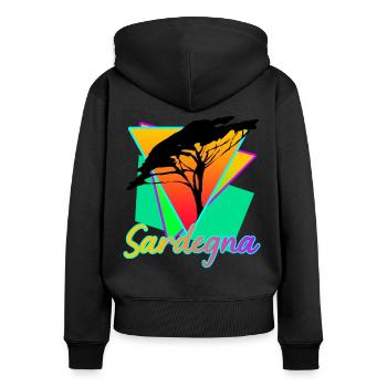 Sardinien Sardegna Retro Sardinia - Women's Premium Organic Zip Hoodie - black - Back - Julia (174cm)