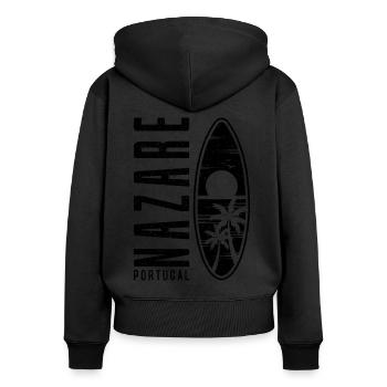 Nazare Surfboard Portugal - Sweat à capuche zippé Premium bio Femme - noir - Dos - Julia (174cm)