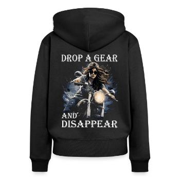 Motard - Motard / Motard Femme - Sweat à capuche zippé Premium bio Femme - noir - Dos - Julia (174cm)