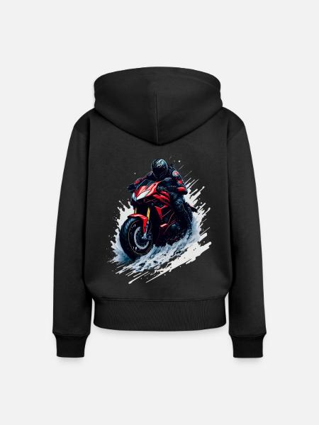 Sportmotorrad - Frauen Premium Bio Zip Hoodie - Schwarz