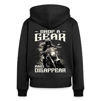 Motard - Motard / Motard Femme - Sweat à capuche zippé Premium bio Femme - noir - Dos - Julia (174cm)