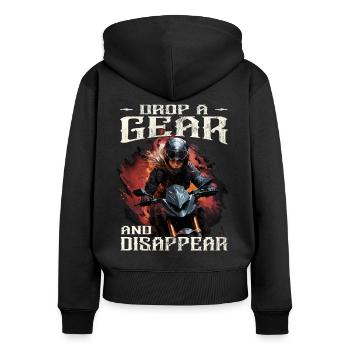Motard - Motard / Motard Femme - Sweat à capuche zippé Premium bio Femme - noir - Dos - Julia (174cm)