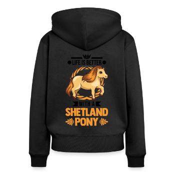 Das Leben ist besser mit einem Roten Panda - Frauen Premium Bio Zip Hoodie - Schwarz - Hinten - Julia (174cm)
