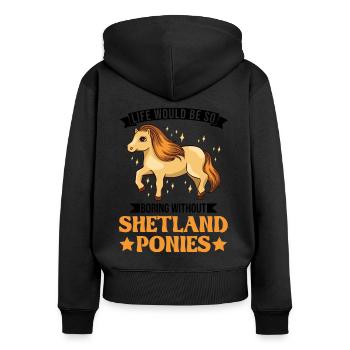 Shetland Pony Cadeau Shetty - Sweat à capuche zippé Premium bio Femme - noir - Dos - Julia (174cm)