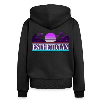 Soins de la peau d’esthéticienne agréée mignonne - Sweat à capuche zippé Premium bio Femme - noir - Dos - Julia (174cm)