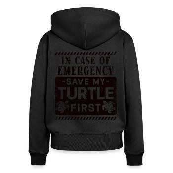 Tortue de mer en cas de - Sweat à capuche zippé Premium bio Femme - noir - Dos - Julia (174cm)