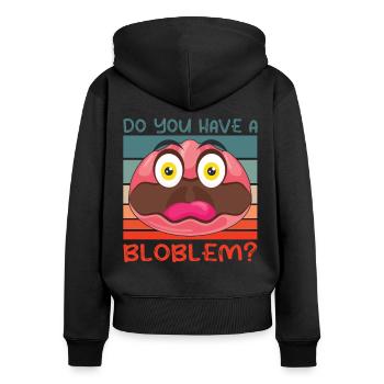 Costume de Blobfish - Visage de poisson Blob laid - - Sweat à capuche zippé Premium bio Femme - noir - Dos - Julia (174cm)