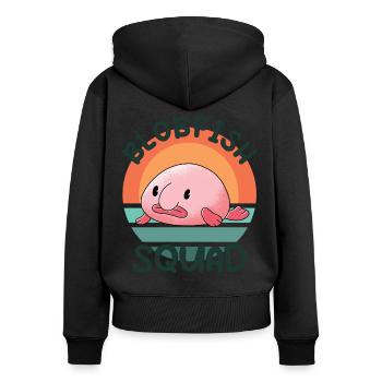 Costume de Blobfish - Visage de poisson Blob laid - - Sweat à capuche zippé Premium bio Femme - noir - Dos - Julia (174cm)