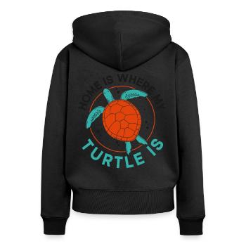 La maison des tortues de mer est l’endroit où - Sweat à capuche zippé Premium bio Femme - noir - Dos - Julia (174cm)