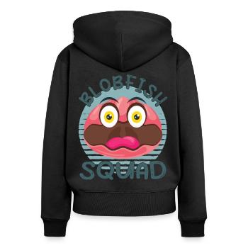 Costume de Blobfish - Visage de poisson Blob laid - - Sweat à capuche zippé Premium bio Femme - noir - Dos - Julia (174cm)