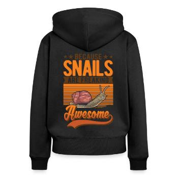 Schnecke Geschenk Weinbergschnecke - Frauen Premium Bio Zip Hoodie - Schwarz - Hinten - Julia (174cm)