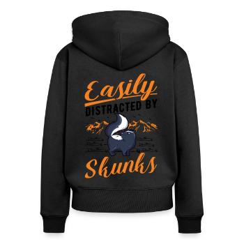 Easily distracted by Skunks Stinktier - Frauen Premium Bio Zip Hoodie - Schwarz - Hinten - Julia (174cm)