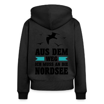 Nordsee Meer Möwe Möwen Urlaub Norden See Geschenk - Frauen Premium Bio Zip Hoodie - Schwarz - Hinten - Julia (174cm)