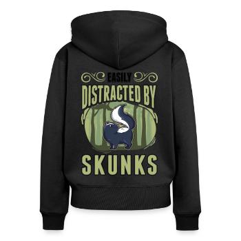 Facilement distrait par Skunks Skunk - Sweat à capuche zippé Premium bio Femme - noir - Dos - Julia (174cm)