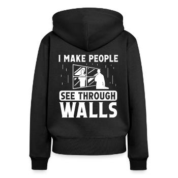 Glaser Make People See Through Walls Fensterbau - Women's Premium Organic Zip Hoodie - black - Back - Julia (174cm)