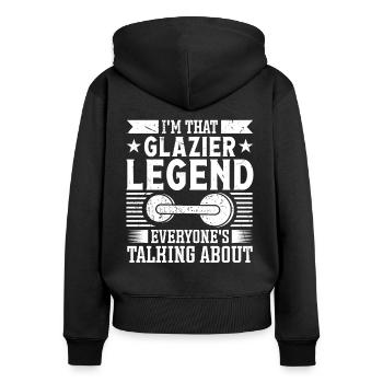 Glaser Glazier Legend Glaserarbeiter Fensterbau - Frauen Premium Bio Zip Hoodie - Schwarz - Hinten - Julia (174cm)