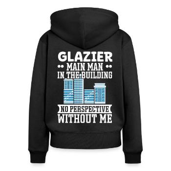 Glaser Glazier Main Man In The Building Fensterbau - Women's Premium Organic Zip Hoodie - black - Back - Julia (174cm)