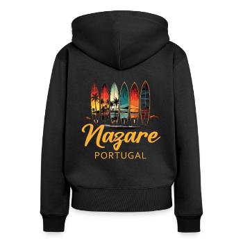 Nazare, Portugal - Women's Premium Organic Zip Hoodie - black - Back - Julia (174cm)