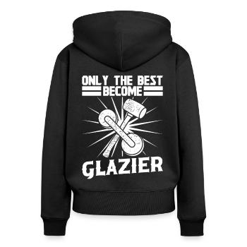 Glazier Best Become Glazier Glazier Glass - Women's Premium Organic Zip Hoodie - black - Back - Julia (174cm)