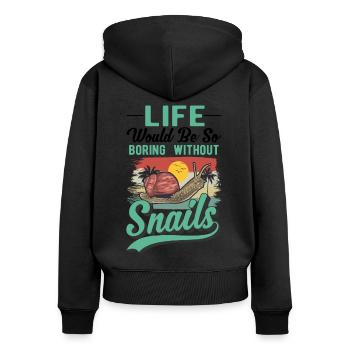 Schnecke Geschenk Weinbergschnecke - Frauen Premium Bio Zip Hoodie - Schwarz - Hinten - Julia (174cm)