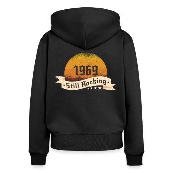 1969 Still rockin - Cool birthday Gift - Women's Premium Organic Zip Hoodie - black - Back - Julia (174cm)