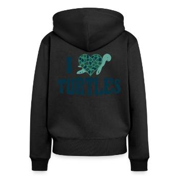 Sea Turtle Tortoise Heart I Love - Frauen Premium Bio Zip Hoodie - Schwarz - Hinten - Julia (174cm)