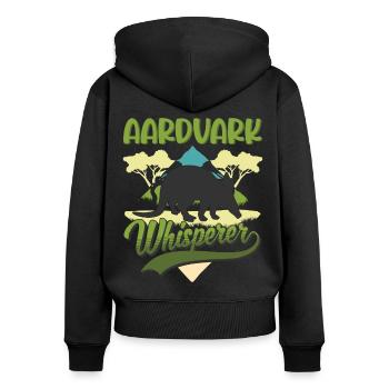 Erdferkel Flüsterer Aardvark Whisperer - Frauen Premium Bio Zip Hoodie - Schwarz - Hinten - Julia (174cm)