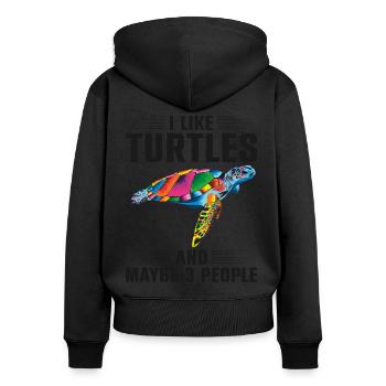 Sea Turtle Tortoise I Like Turtles - Frauen Premium Bio Zip Hoodie - Schwarz - Hinten - Julia (174cm)