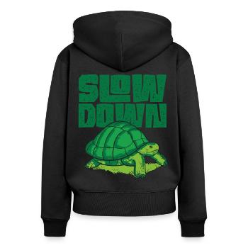 Tortue de mer Tortue ralentir - Sweat à capuche zippé Premium bio Femme - noir - Dos - Julia (174cm)