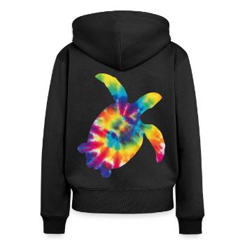 Tortue de mer Tortoise Tie Dye - Sweat à capuche zippé Premium bio Femme - noir - Dos - Julia (174cm)