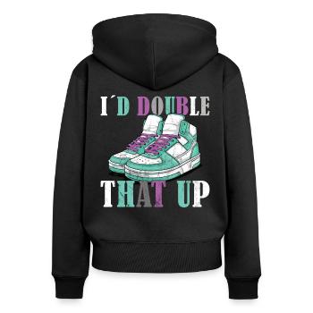 Funny sneaker collector - sneakers - Sweat à capuche zippé Premium bio Femme - noir - Dos - Julia (174cm)