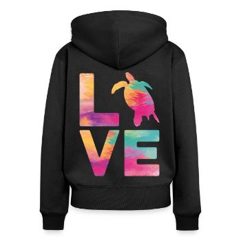 Sea Turtle Tortoise Love - Frauen Premium Bio Zip Hoodie - Schwarz - Hinten - Julia (174cm)
