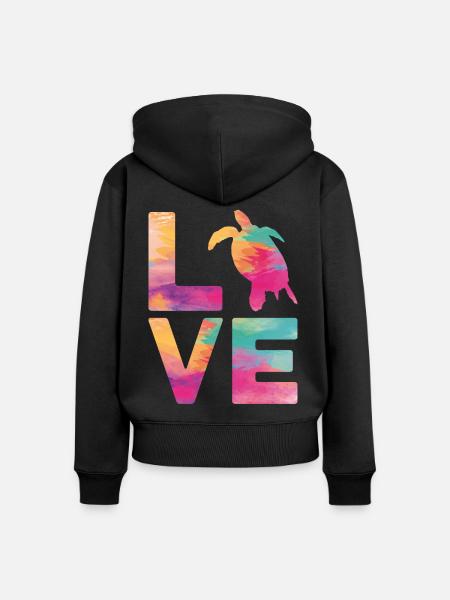 Sea Turtle Tortoise Love - Frauen Premium Bio Zip Hoodie - Schwarz