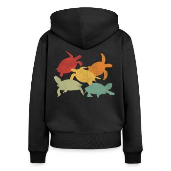 Sea Turtle Tortoise Retro Vintage - Sweat à capuche zippé Premium bio Femme - noir - Dos - Julia (174cm)