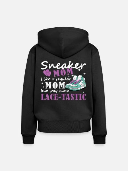 "Sneaker Mom" Lustiger Schuh - Frauen Premium Bio Zip Hoodie - Schwarz