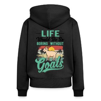 Chèvres Cadeau Chèvre Hôte Chèvre - Sweat à capuche zippé Premium bio Femme - noir - Dos - Julia (174cm)
