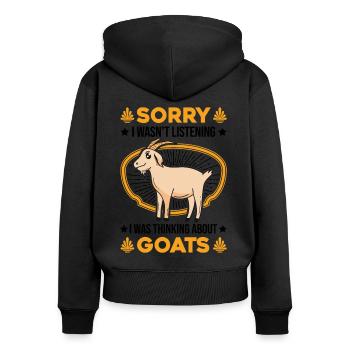 Chèvres Cadeau Chèvre Hôte Chèvre - Sweat à capuche zippé Premium bio Femme - noir - Dos - Julia (174cm)