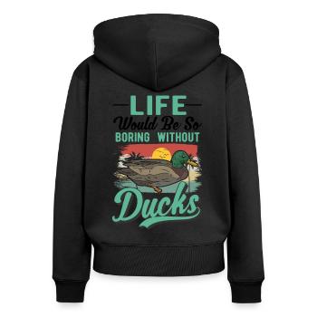 Amoureux du canard Cadeau Éleveur de canards - Sweat à capuche zippé Premium bio Femme - noir - Dos - Julia (174cm)