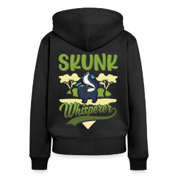 Stinktier Flüsterer - Frauen Premium Bio Zip Hoodie - Schwarz - Hinten - Julia (174cm)