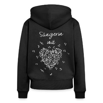Sängerin mit Herz Musiker Singen Notenschlüssel - Frauen Premium Bio Zip Hoodie - Schwarz - Hinten - Julia (174cm)