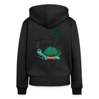 Sea Turtle Tortoise My Turtle Is - Women's Premium Organic Zip Hoodie - black - Back - Julia (174cm)