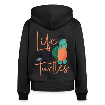 Sea Turtle Tortoise Life Is Better - Frauen Premium Bio Zip Hoodie - Schwarz - Hinten - Julia (174cm)
