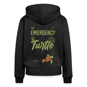Tortue de mer en cas de - Sweat à capuche zippé Premium bio Femme - noir - Dos - Julia (174cm)