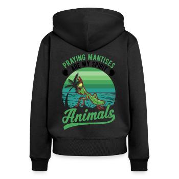 Gottesanbeterin Spirit Animal Fangschrecke - Frauen Premium Bio Zip Hoodie - Schwarz - Hinten - Julia (174cm)