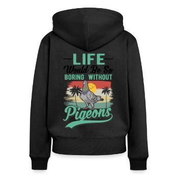 Pigeon Cadeau Pigeon Fancier City Pigeon Pigeonnier Pigeon Transporteur Pigeon - Sweat à capuche zippé Premium bio Femme - noir - Dos - Julia (174cm)
