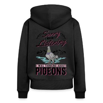Pigeon Cadeau Pigeon Fancier City Pigeon Pigeonnier Pigeon Transporteur Pigeon - Sweat à capuche zippé Premium bio Femme - noir - Dos - Julia (174cm)