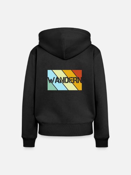 Wandern Retro - Frauen Premium Bio Zip Hoodie - Schwarz