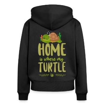 La maison des tortues de mer est l’endroit où - Sweat à capuche zippé Premium bio Femme - noir - Dos - Julia (174cm)